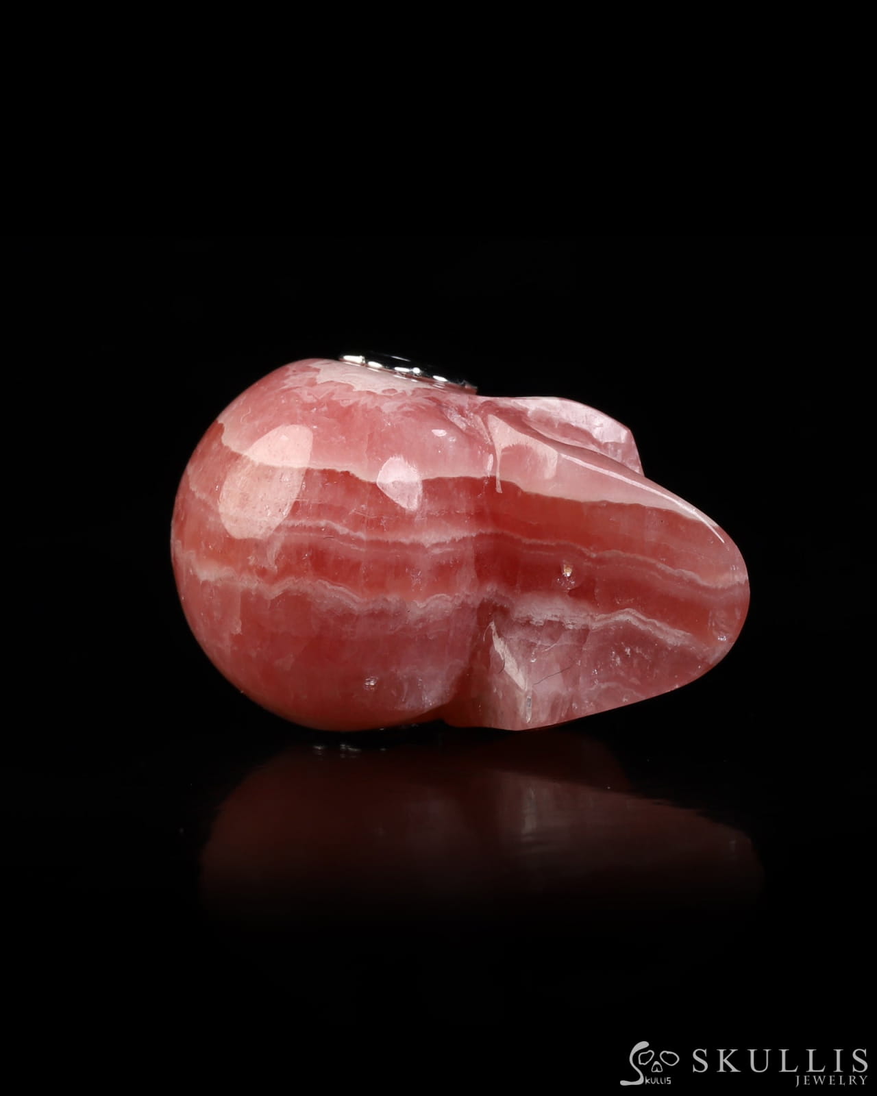 Skullis Signature Rhodochrosite Gem Skull Pendant or Necklace Hand Carved for Women & Men - ZR19800579 Skull Pendants