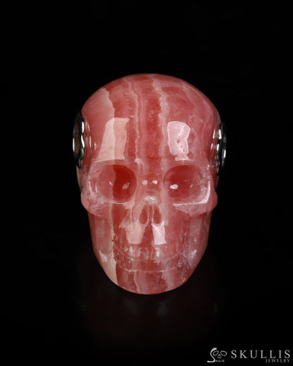 Skullis Signature Rhodochrosite Gem Skull Pendant or Necklace Hand Carved for Women & Men - ZR19800579 Skull Pendants