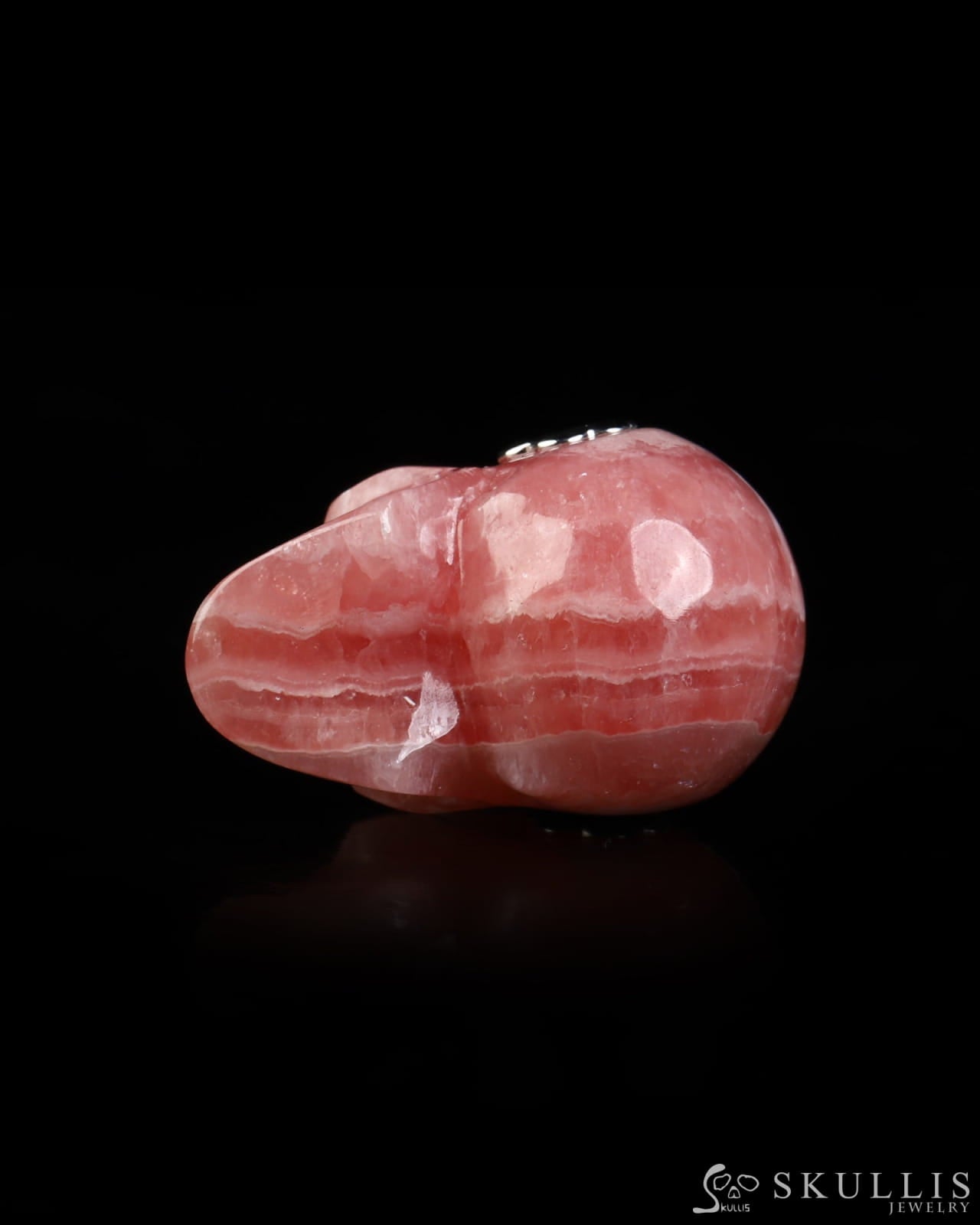 Skullis Signature Rhodochrosite Gem Skull Pendant or Necklace Hand Carved for Women & Men - ZR19800579 Skull Pendants