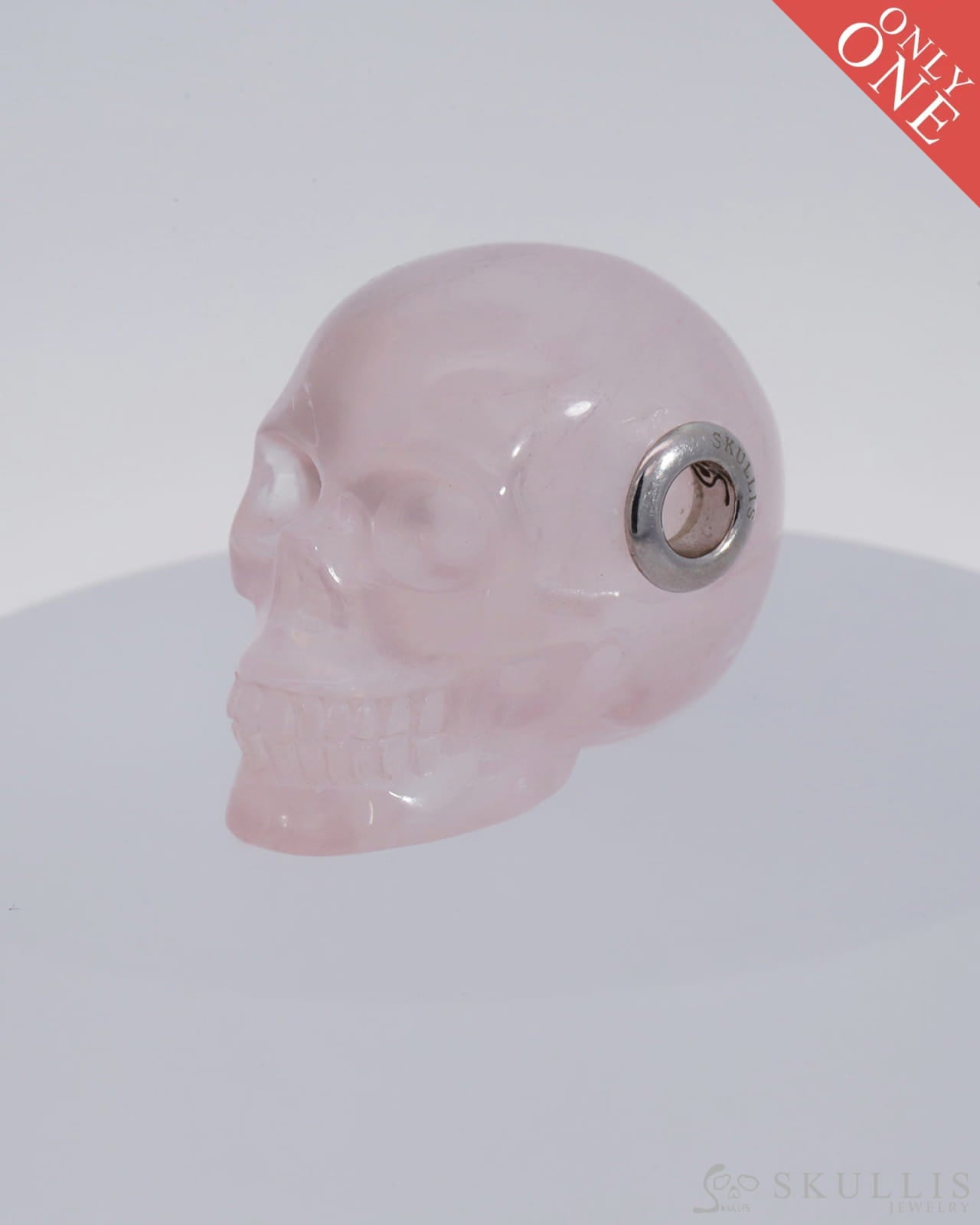 Gem Skull Pendant Necklace Of Rose Quartz Carved Pendants