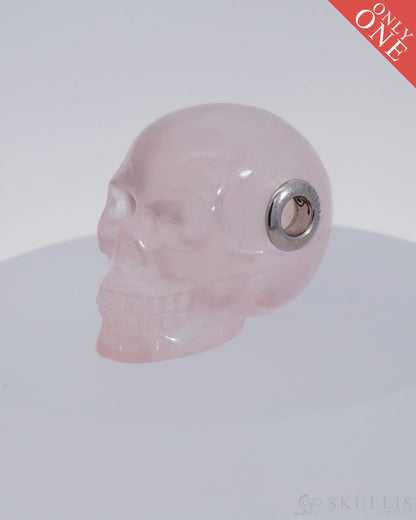 Gem Skull Pendant Necklace Of Rose Quartz Carved Pendants