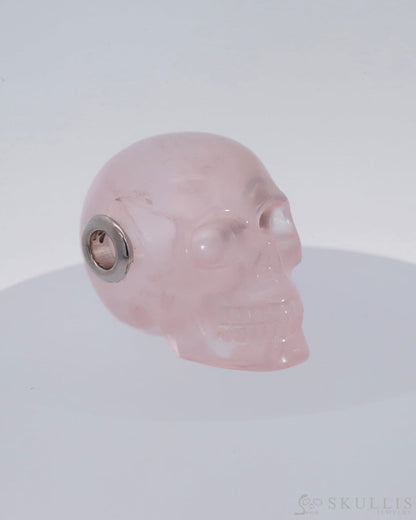 Gem Skull Pendant Necklace Of Rose Quartz Carved Pendants