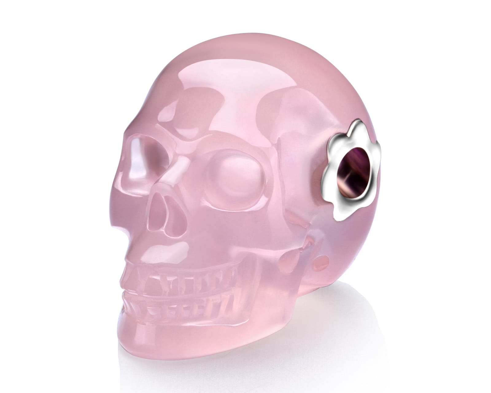 Gem Skull Pendant Necklace Of Rose Quartz Carved Skull Pendants