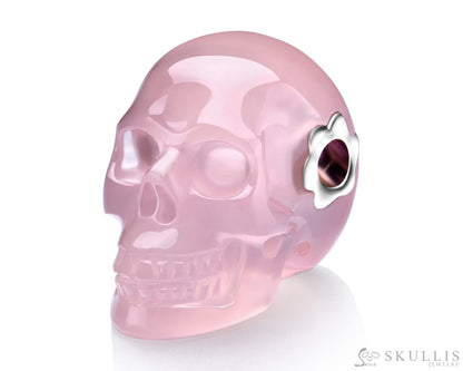 Gem Skull Pendant Necklace Of Rose Quartz Carved Skull Pendants