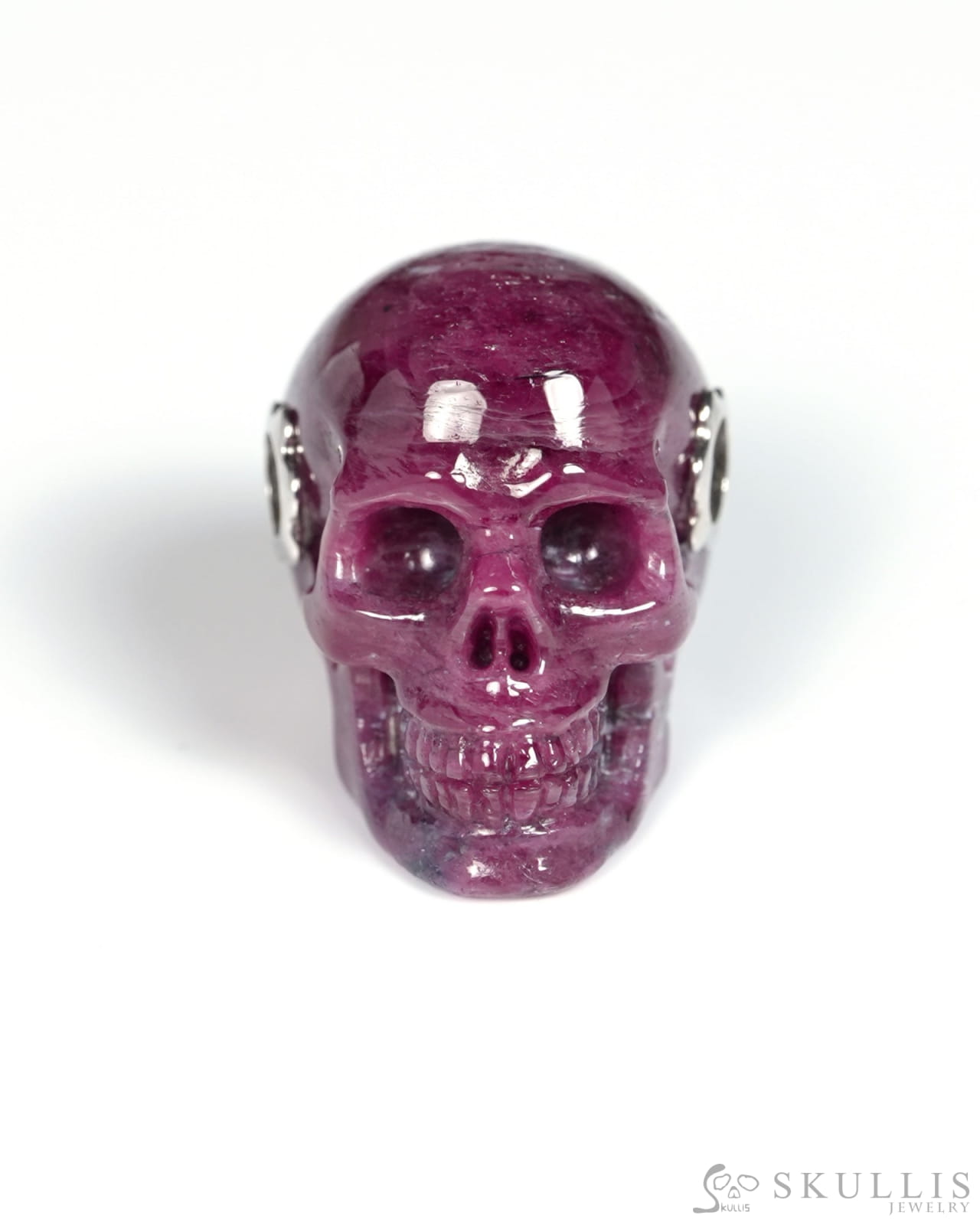 Skullis Signature Ruby Gem Skull Pendant or Necklace Hand Carved for Women & Men - ZR19900068 Skull Pendants