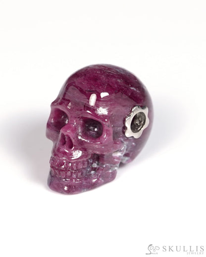 Skullis Signature Ruby Gem Skull Pendant or Necklace Hand Carved for Women & Men - ZR19900068 Skull Pendants