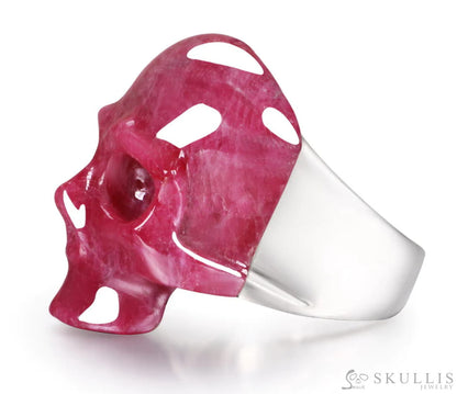 Gem Skull Ring Of Ruby Carved Skull In 925 Sterling Silver Skull Rings