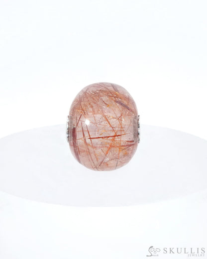 Skullis Signature Rutilated Quartz Rock Crystal Gem Skull Pendant or Necklace Hand Carved Sterling Silver 925 Chain for