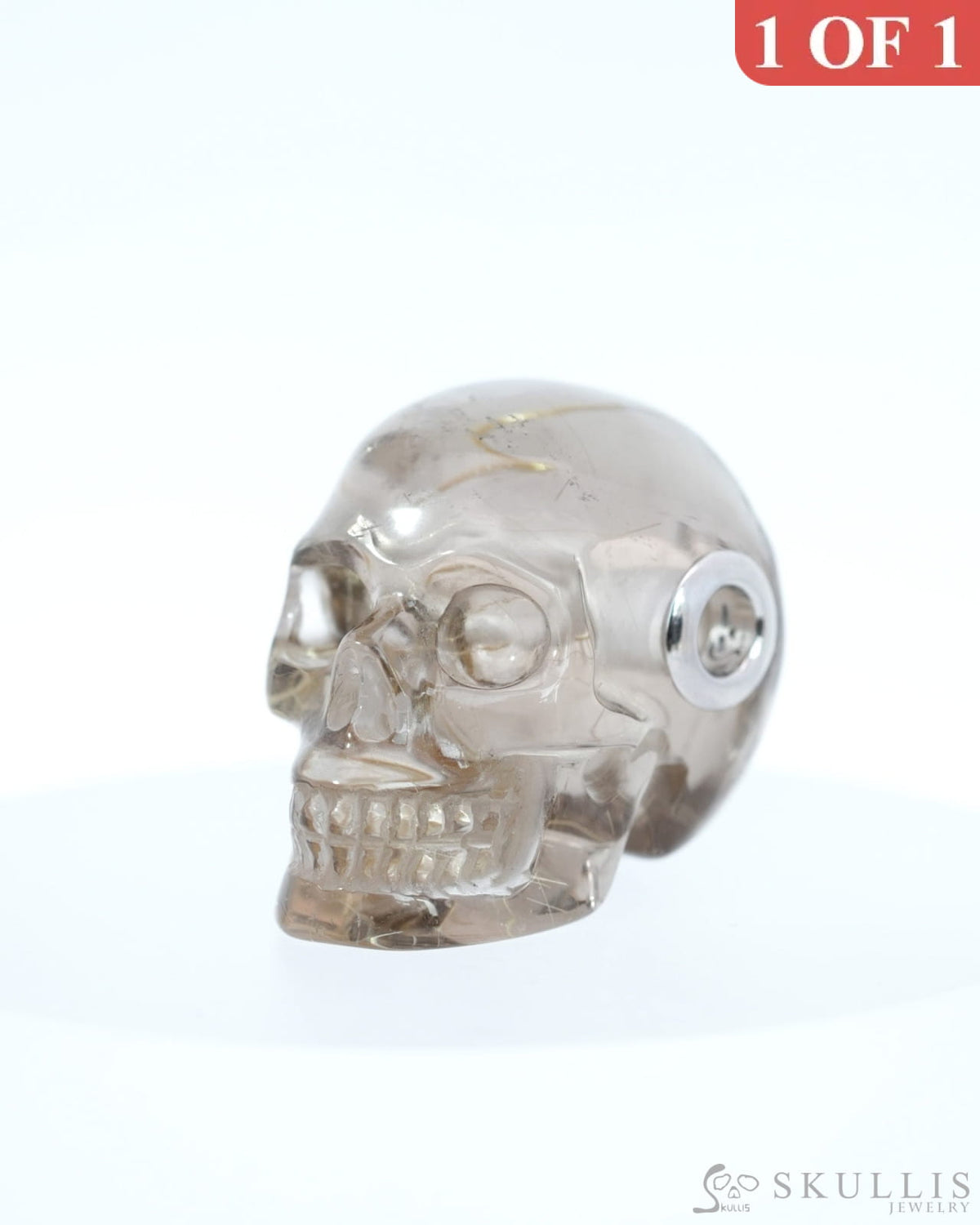 Skullis Signature Rutilated Quartz Rock Crystal Gem Skull Pendant or Necklace Hand Carved for Women & Men - 9800222