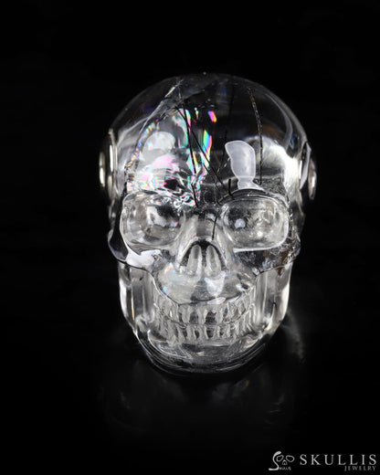 Skullis Signature Rutilated Quartz Rock Crystal Gem Skull Pendant or Necklace Hand Carved for Women & Men - ZR19800578