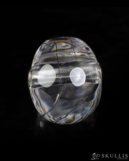 Skullis Signature Rutilated Quartz Rock Crystal Gem Skull Pendant or Necklace Hand Carved for Women & Men - ZR19800578