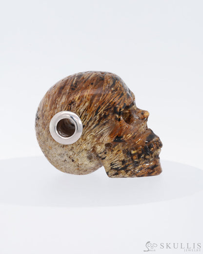 Gem Skull Of Sagenitic Agate Carved Realistic Pendants