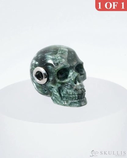 Skullis Signature Seraphinite Gem Skull Pendant Or Necklace Hand Carved Sterling Silver 925 Chain