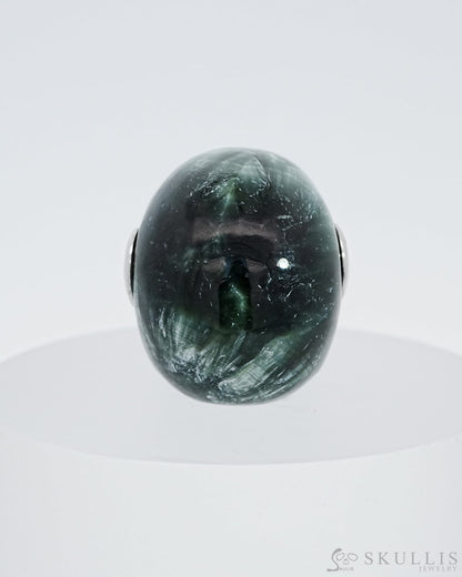 Skullis Signature Seraphinite Gem Skull Pendant Or Necklace Hand Carved Sterling Silver 925 Chain