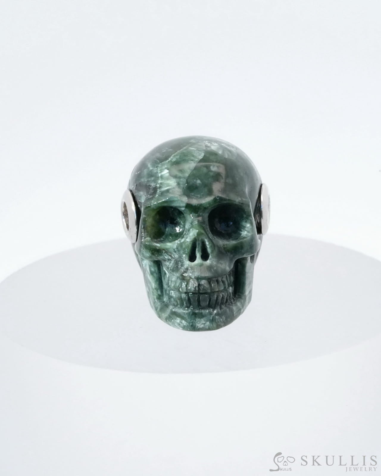 Skullis Signature Seraphinite Gem Skull Pendant Or Necklace Hand Carved Sterling Silver 925 Chain