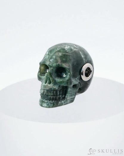 Skullis Signature Seraphinite Gem Skull Pendant Or Necklace Hand Carved Sterling Silver 925 Chain