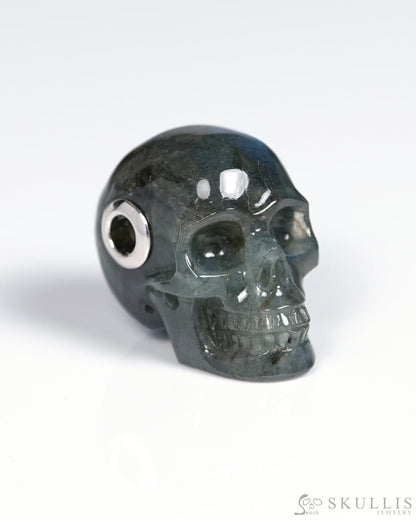 Skullis Signature Skull Pendant Necklace of Labradorite Carved Skull - ZR19900066 Skull Pendants