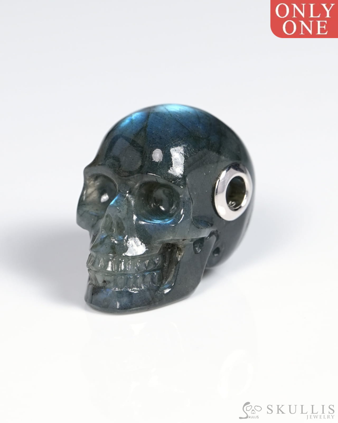 Skullis Signature Skull Pendant Necklace of Labradorite Carved Skull - ZR19900066 Skull Pendants