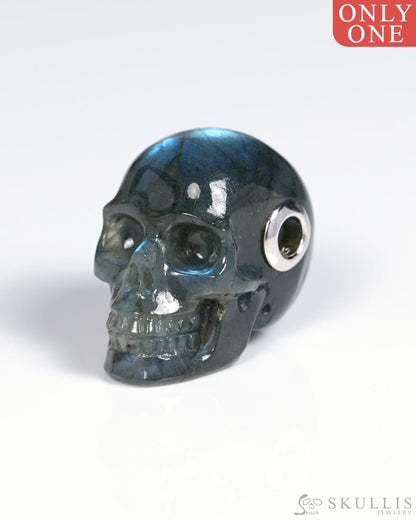 Skullis Signature Skull Pendant Necklace of Labradorite Carved Skull - ZR19900066 Skull Pendants