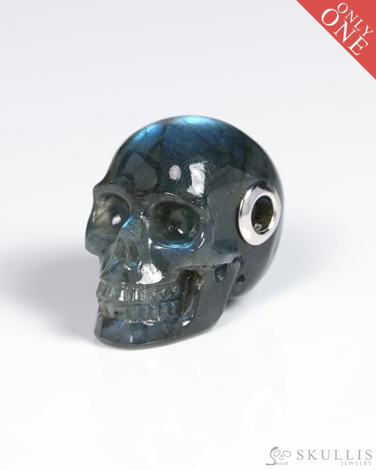 Skullis Signature Skull Pendant Necklace of Labradorite Carved Skull - ZR19900066 Skull Pendants