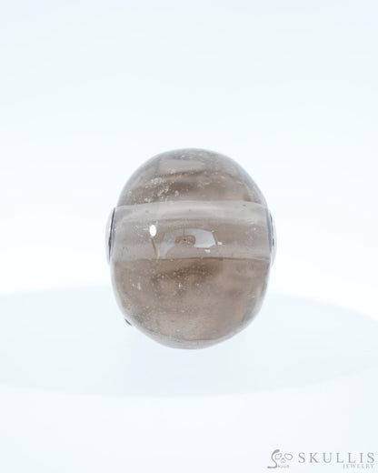 Skullis Signature Smoky Quartz Rock Crystal Gem Skull Pendant or Necklace Hand Carved Sterling Silver 925 Chain for