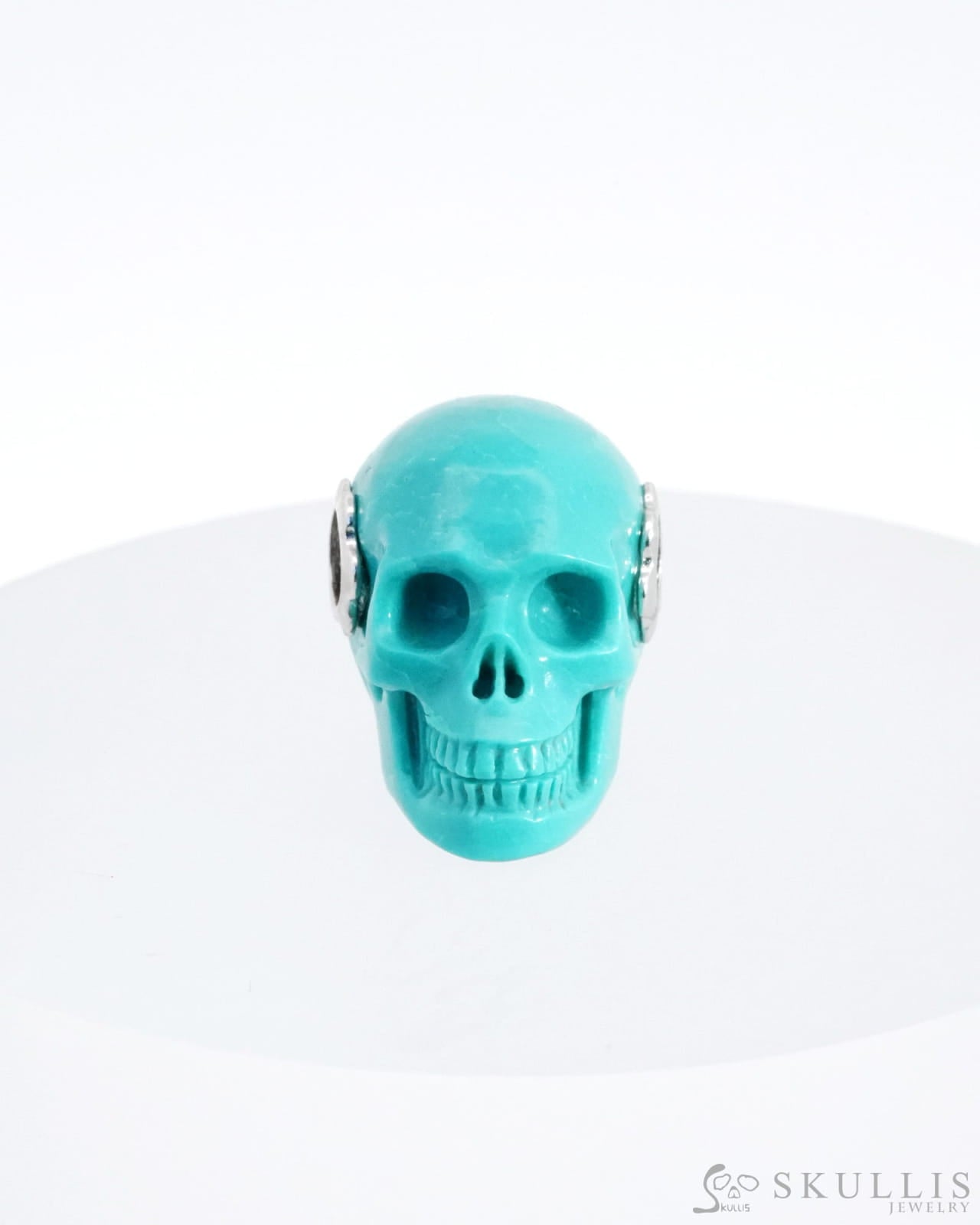 Skullis Signature Turquoise Gem Skull Pendant Or Necklace Hand Carved Sterling Silver 925 Chain For