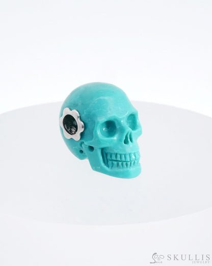 Skullis Signature Turquoise Gem Skull Pendant Or Necklace Hand Carved Sterling Silver 925 Chain For