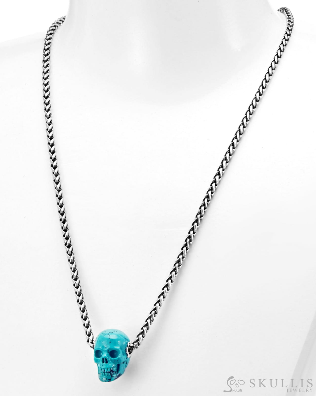 Gem Skull Pendant Necklace Of Turquoise Carved Skull Skull Pendants