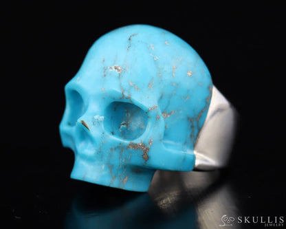 Gem Skull Ring Of Turquoise Carved Skull In 925 Sterling Silver Skull Rings