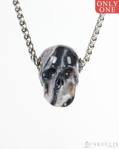 Skullis Signature Agate Geode Gem Skull Pendant or Necklace Hand Carved for Women & Men -ZR19900188 Skull Pendants