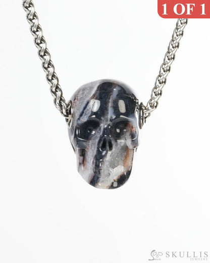 Skullis Signature Agate Geode Gem Skull Pendant or Necklace Hand Carved for Women & Men -ZR19900188 Skull Pendants