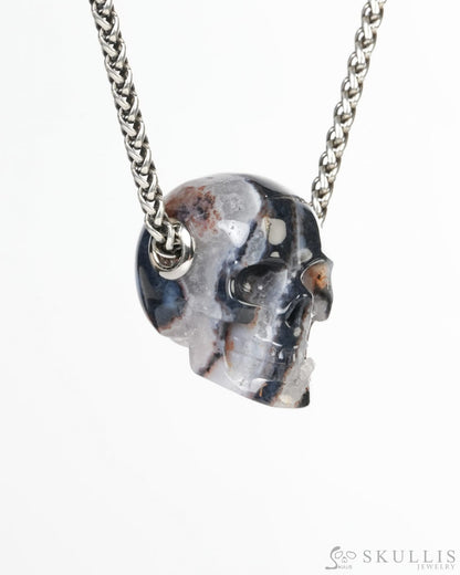 Skullis Signature Agate Geode Gem Skull Pendant or Necklace Hand Carved for Women & Men -ZR19900188 Skull Pendants