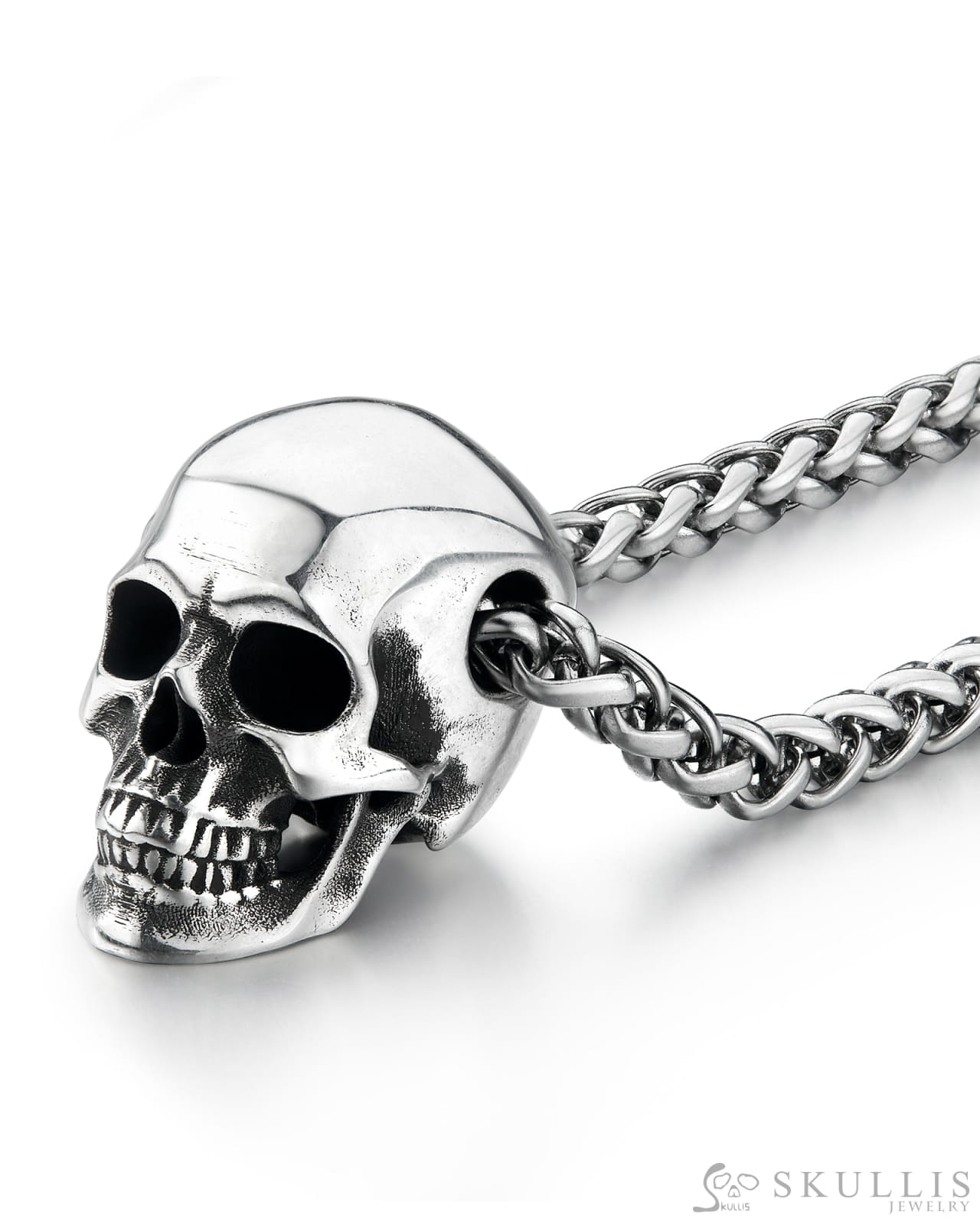 Skullis Sterling Silver Skull Pendant or Necklace Sterling Silver 925 Chain for Women & Men