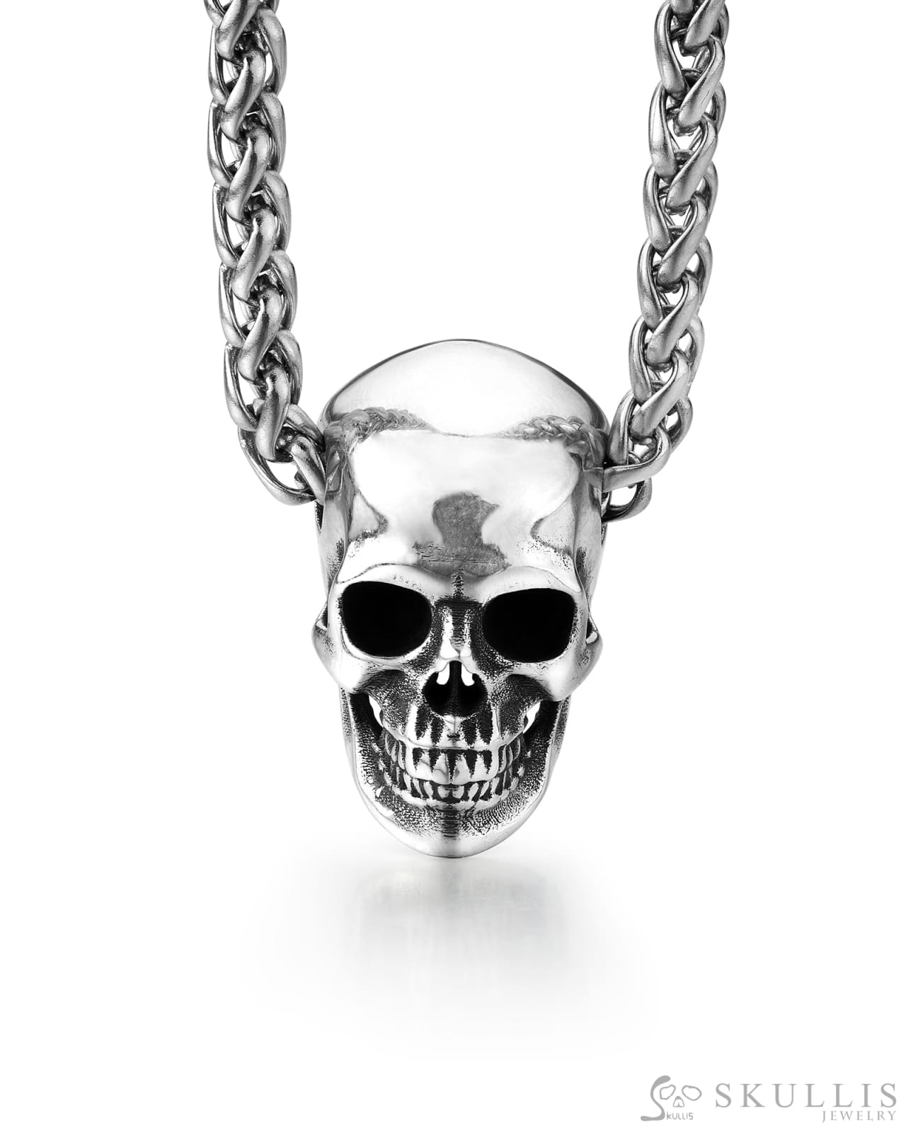 Skullis Sterling Silver Skull Pendant or Necklace Sterling Silver 925 Chain for Women & Men