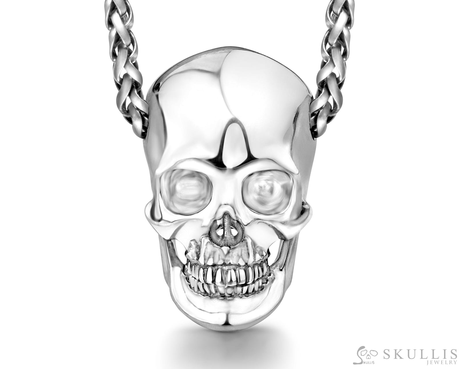 Skullis Sterling Silver Skull with Moveable Jaw Pendant or Necklace Sterling Silver 925 Chain for Women & Men Skull