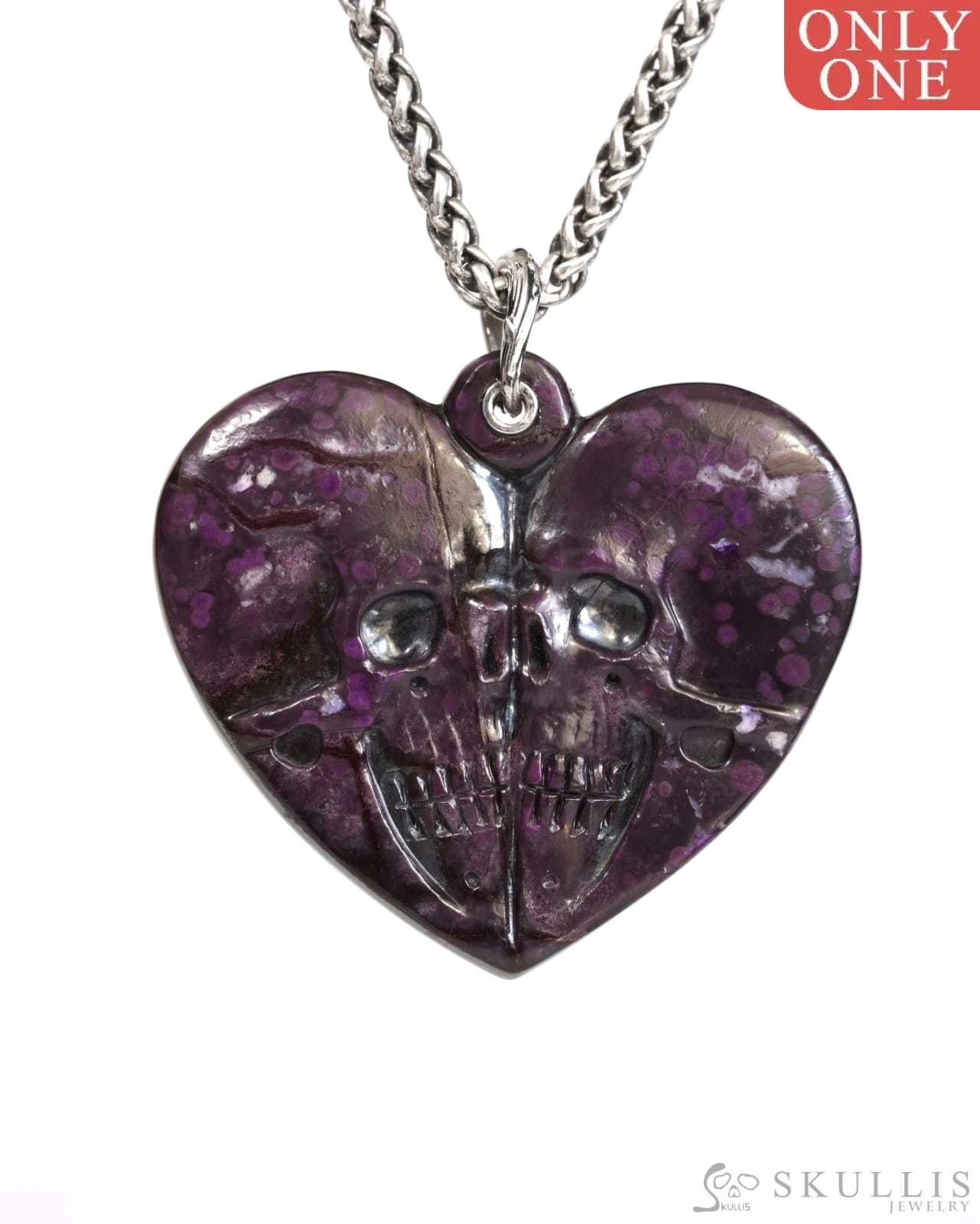 Skullis Sugilite Gem Skull Pendant or Necklace Hand Carved for Women & Men - ZR19900167 Skull Pendants