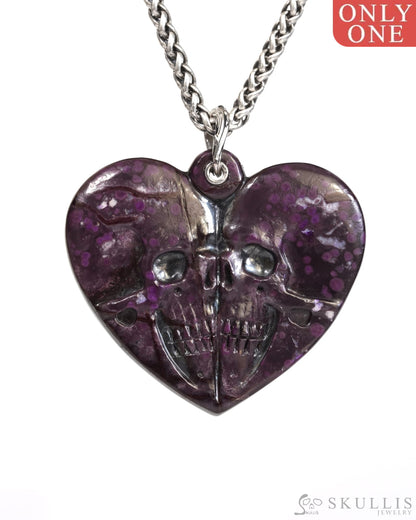 Skullis Sugilite Gem Skull Pendant or Necklace Hand Carved for Women & Men - ZR19900167 Skull Pendants