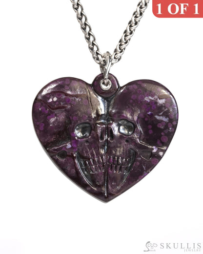 Skullis Sugilite Gem Skull Pendant or Necklace Hand Carved for Women & Men - ZR19900167 Skull Pendants