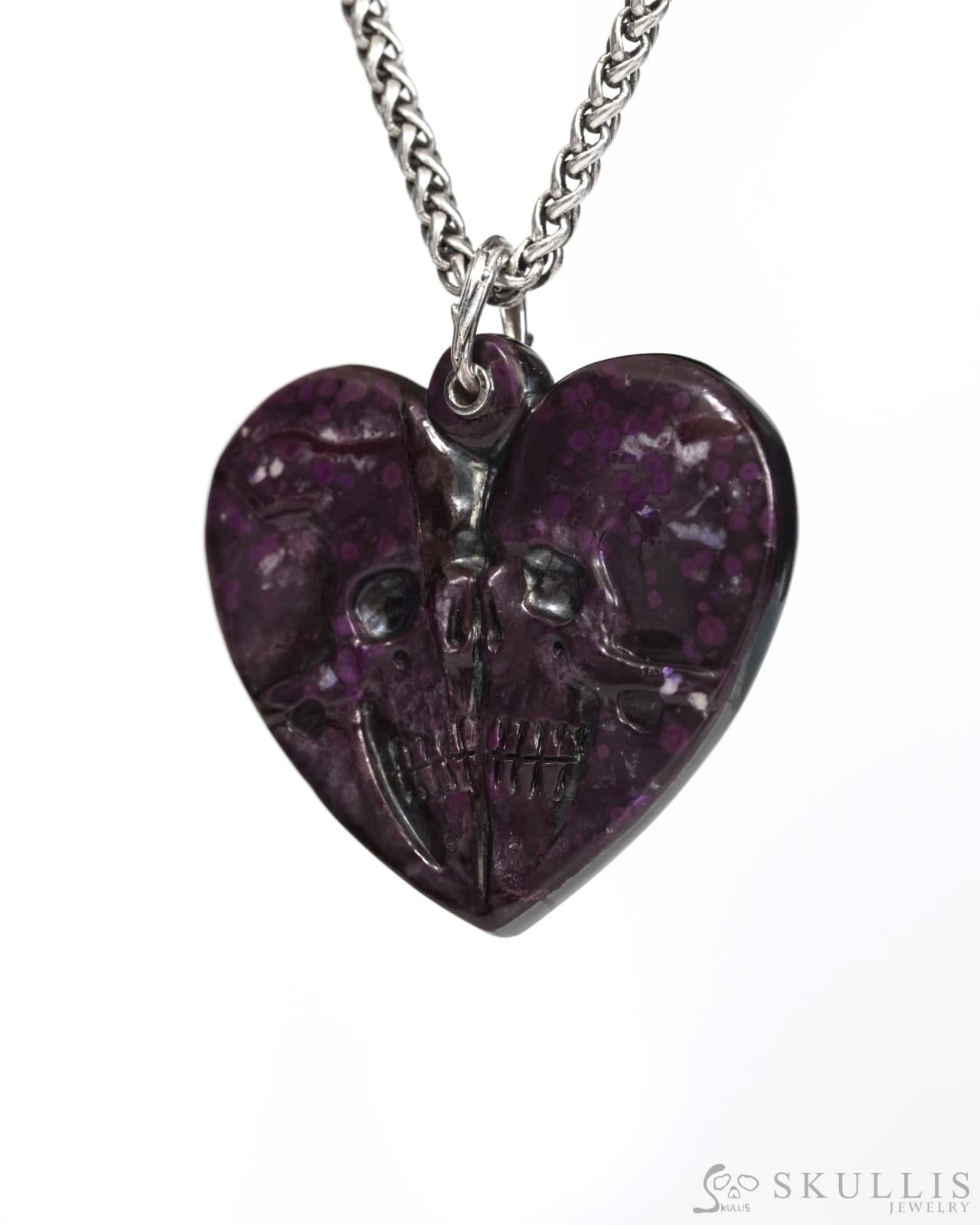 Skullis Sugilite Gem Skull Pendant or Necklace Hand Carved for Women & Men - ZR19900167 Skull Pendants