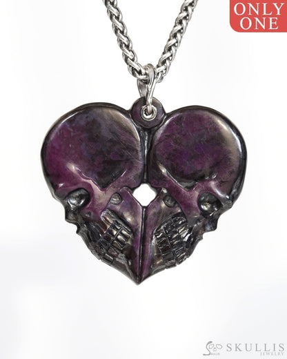 Skullis Sugilite Gem Skull Pendant or Necklace Hand Carved for Women & Men - ZR19900168 Skull Pendants