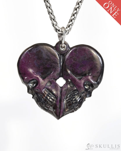 Skullis Sugilite Gem Skull Pendant or Necklace Hand Carved for Women & Men - ZR19900168 Skull Pendants