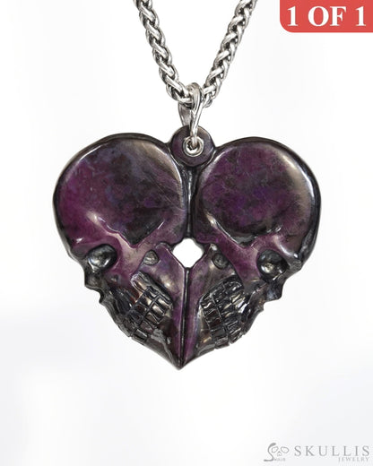 Skullis Sugilite Gem Skull Pendant or Necklace Hand Carved for Women & Men - ZR19900168 Skull Pendants