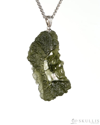 Starborn Skull - Gem Skull Pendant Necklace of Moldavite Crystal Carved Skull - 9900605 - Skull Pendants