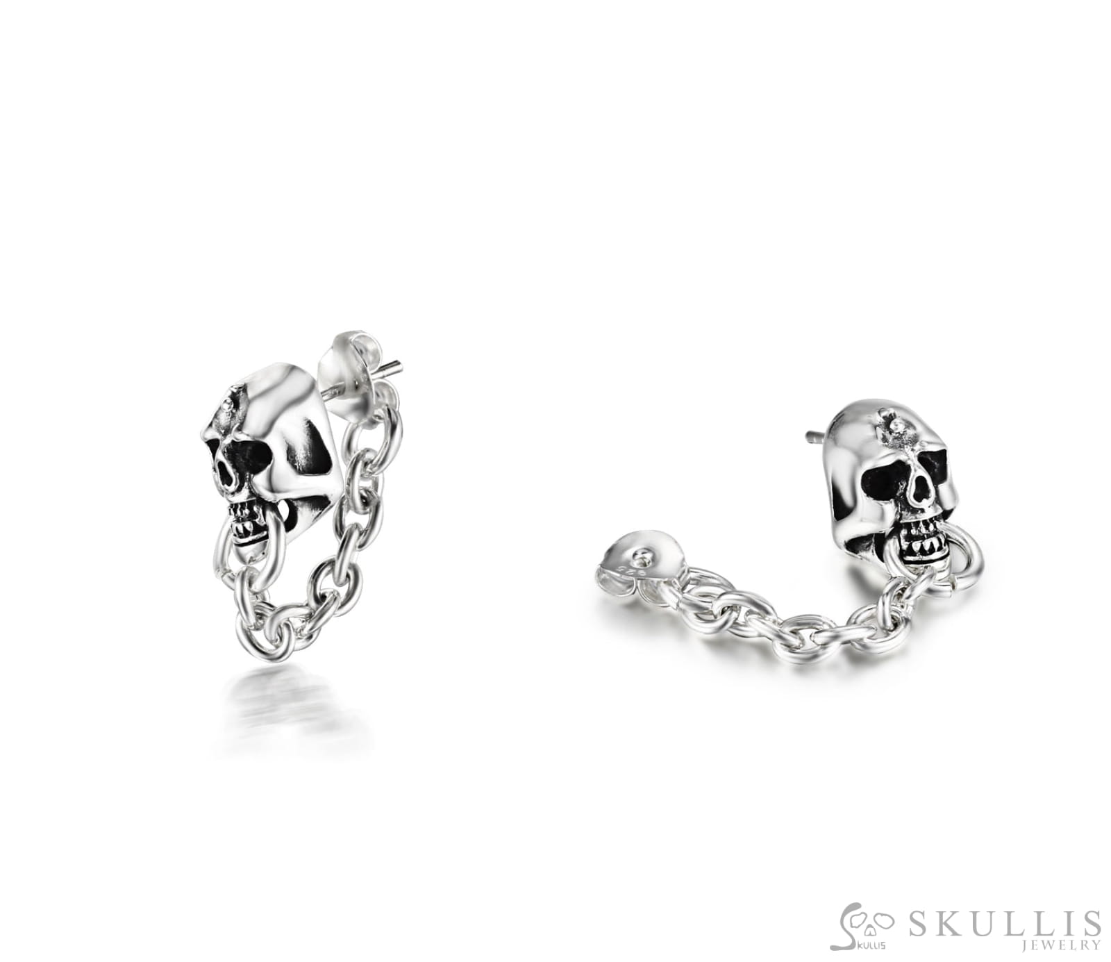 Gem Skull Earrings In 925 Sterling Silver Skull Earrings