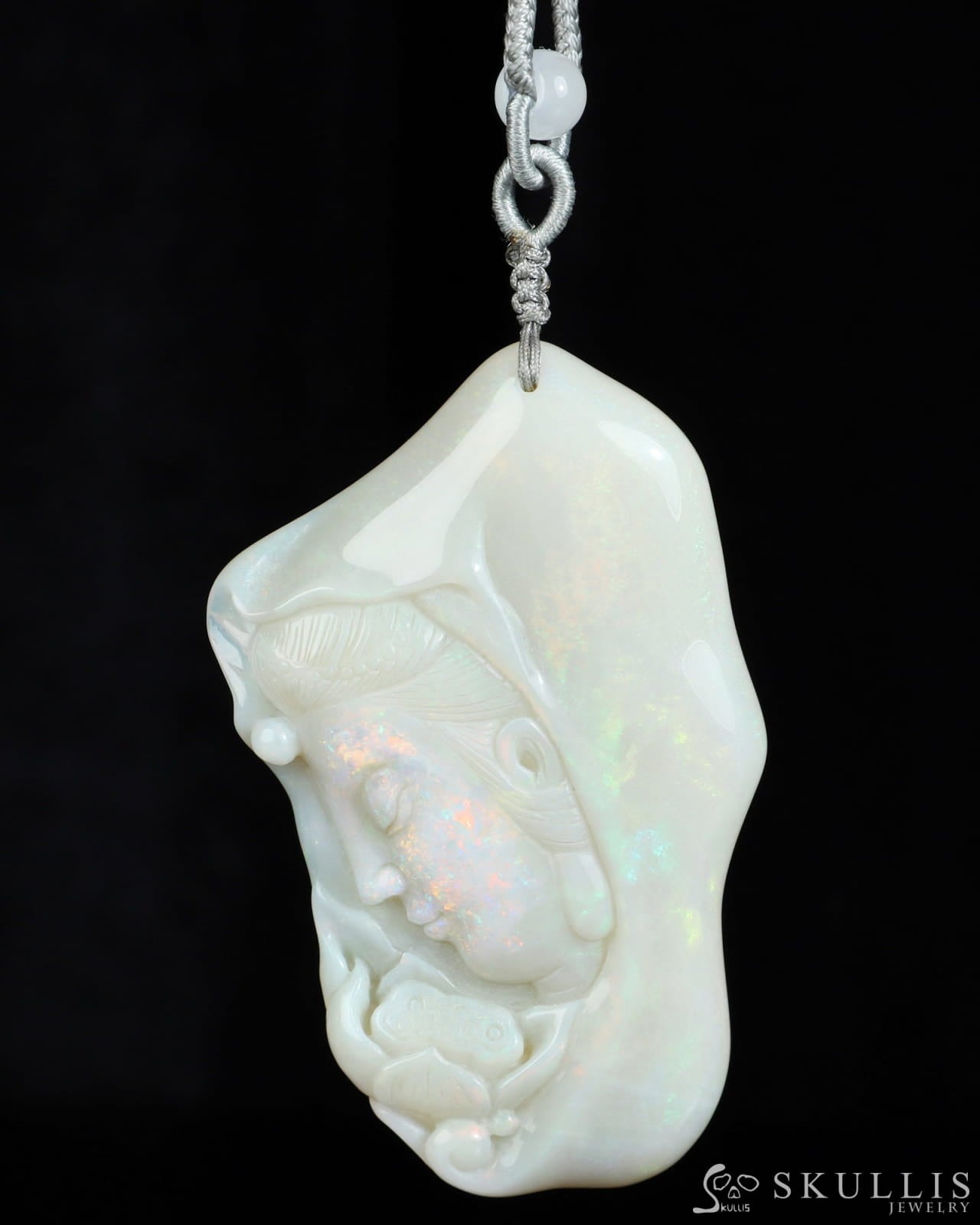 Gem Skull Pendant Necklace of Australian Opal Carved the Buddha- 2651148 Skull Brooches