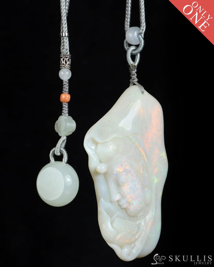 Gem Skull Pendant Necklace of Australian Opal Carved the Buddha- 2651148 Skull Brooches