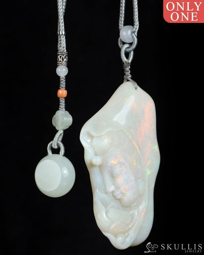 Gem Skull Pendant Necklace of Australian Opal Carved the Buddha- 2651148 Skull Brooches