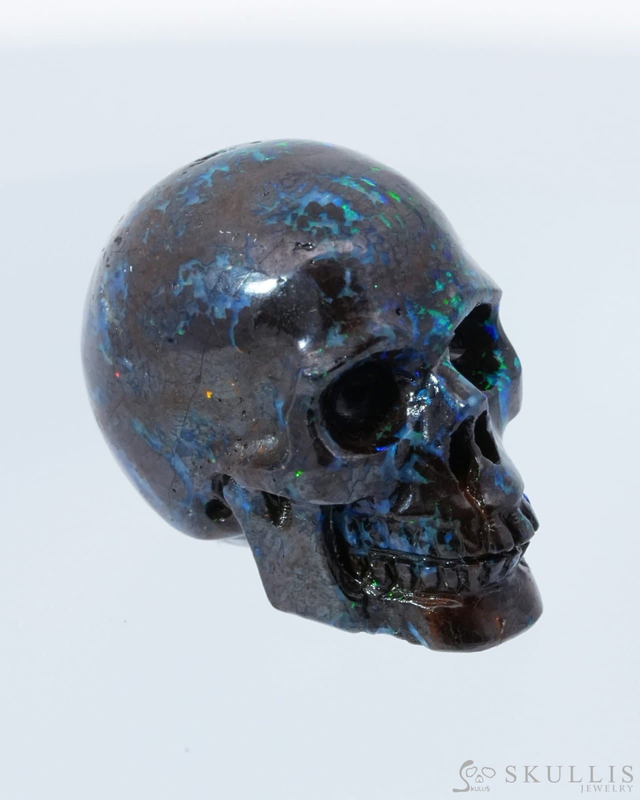 0.7’’ Matrix Opal Carved Gem Skull Skullis Realistic - 0500008 Tiny Gemstone