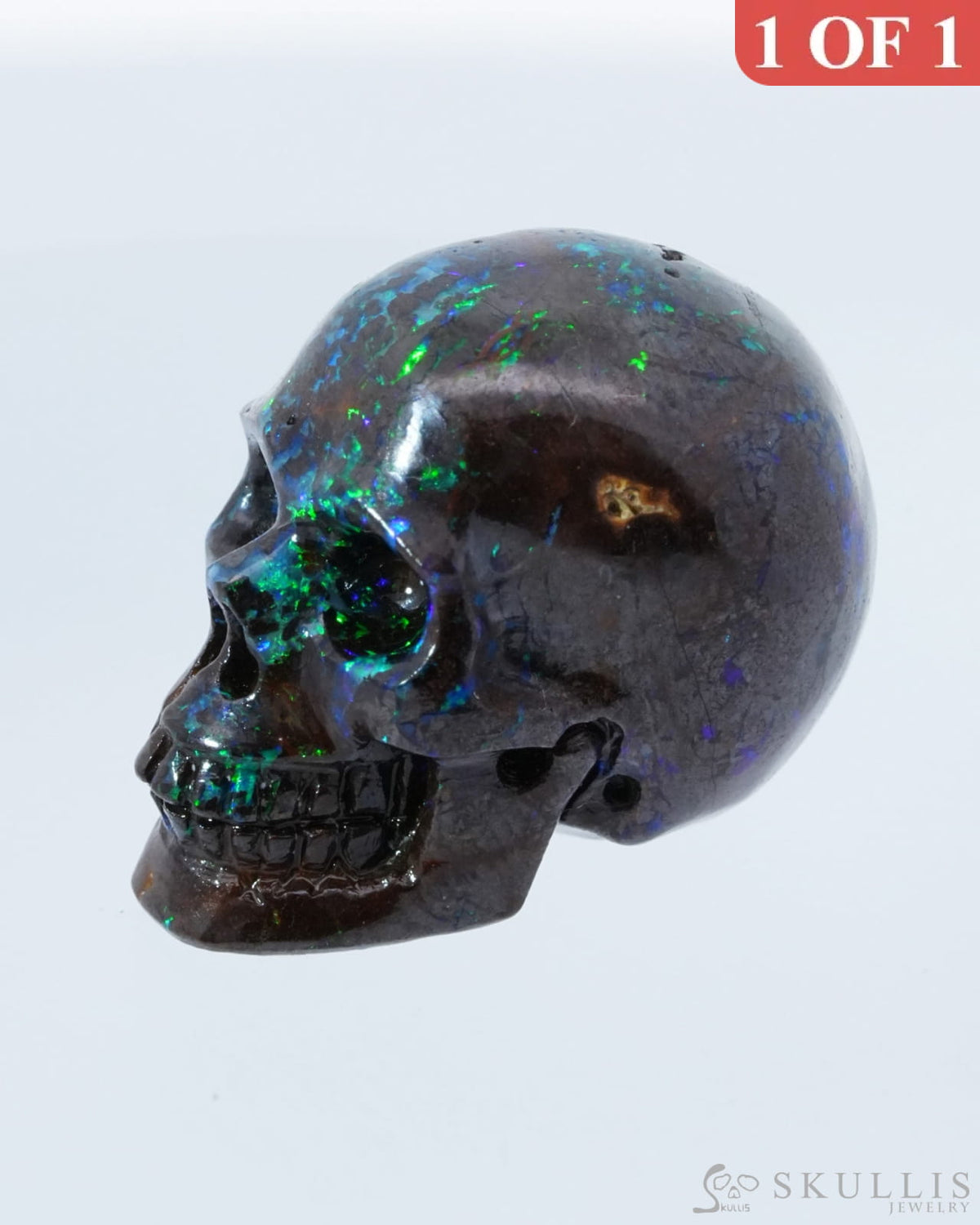 0.7’’ Matrix Opal Carved Gem Skull Skullis Realistic - 0500008 Tiny Gemstone