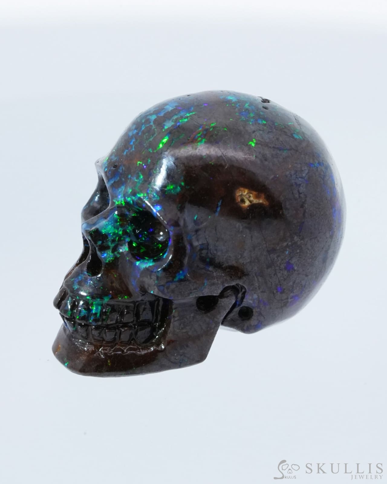 0.7’’ Matrix Opal Carved Gem Skull Skullis Realistic - 0500008 Tiny Gemstone